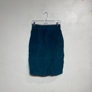 Fashion House Green Suede Leather Vintage Mini Skirt Sz 10